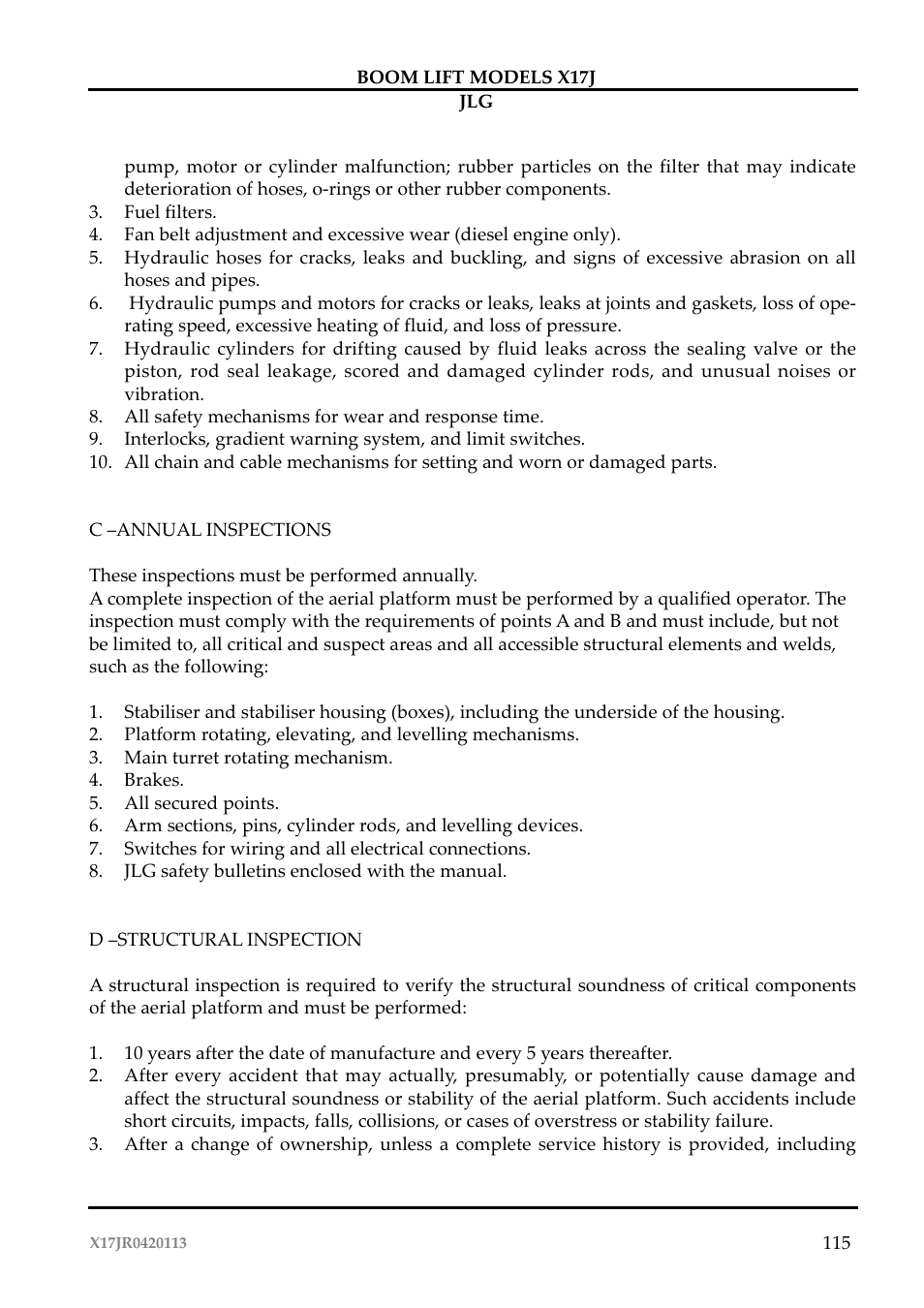 JLG X17J Operator Manual User Manual | Page 119 / 172