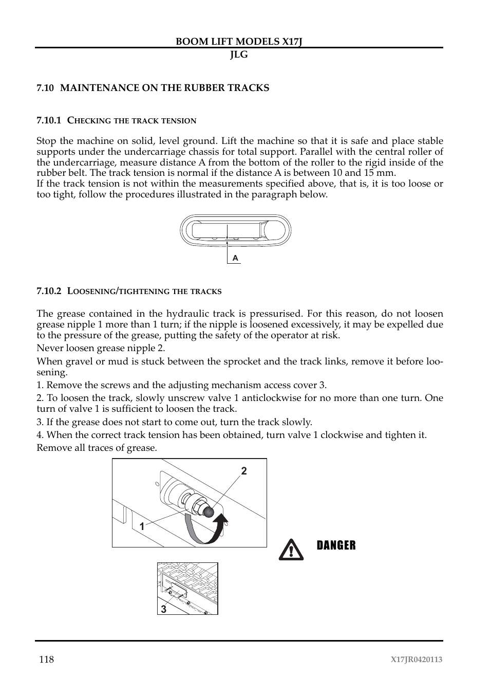 Danger | JLG X17J Operator Manual User Manual | Page 122 / 172