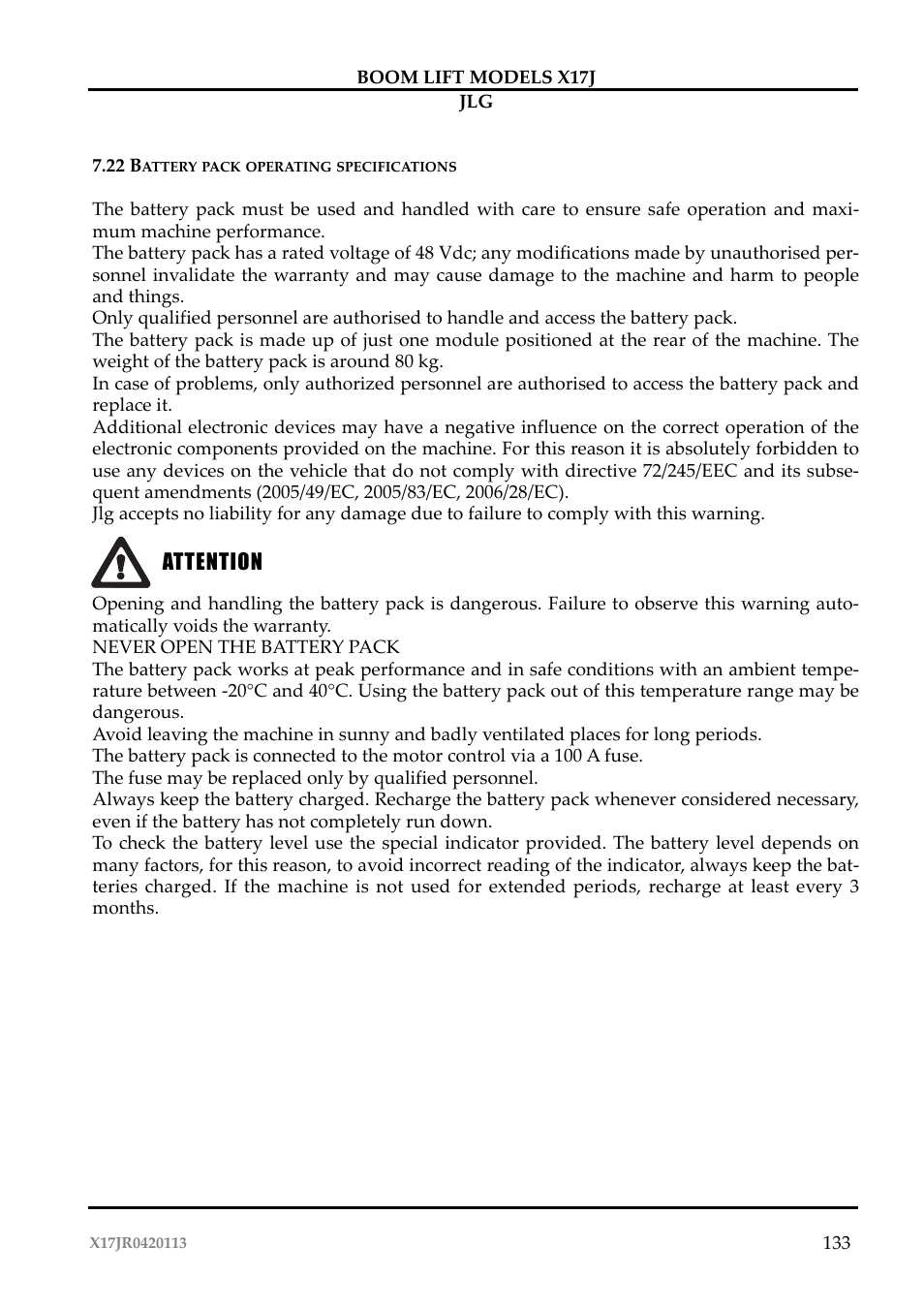 JLG X17J Operator Manual User Manual | Page 137 / 172