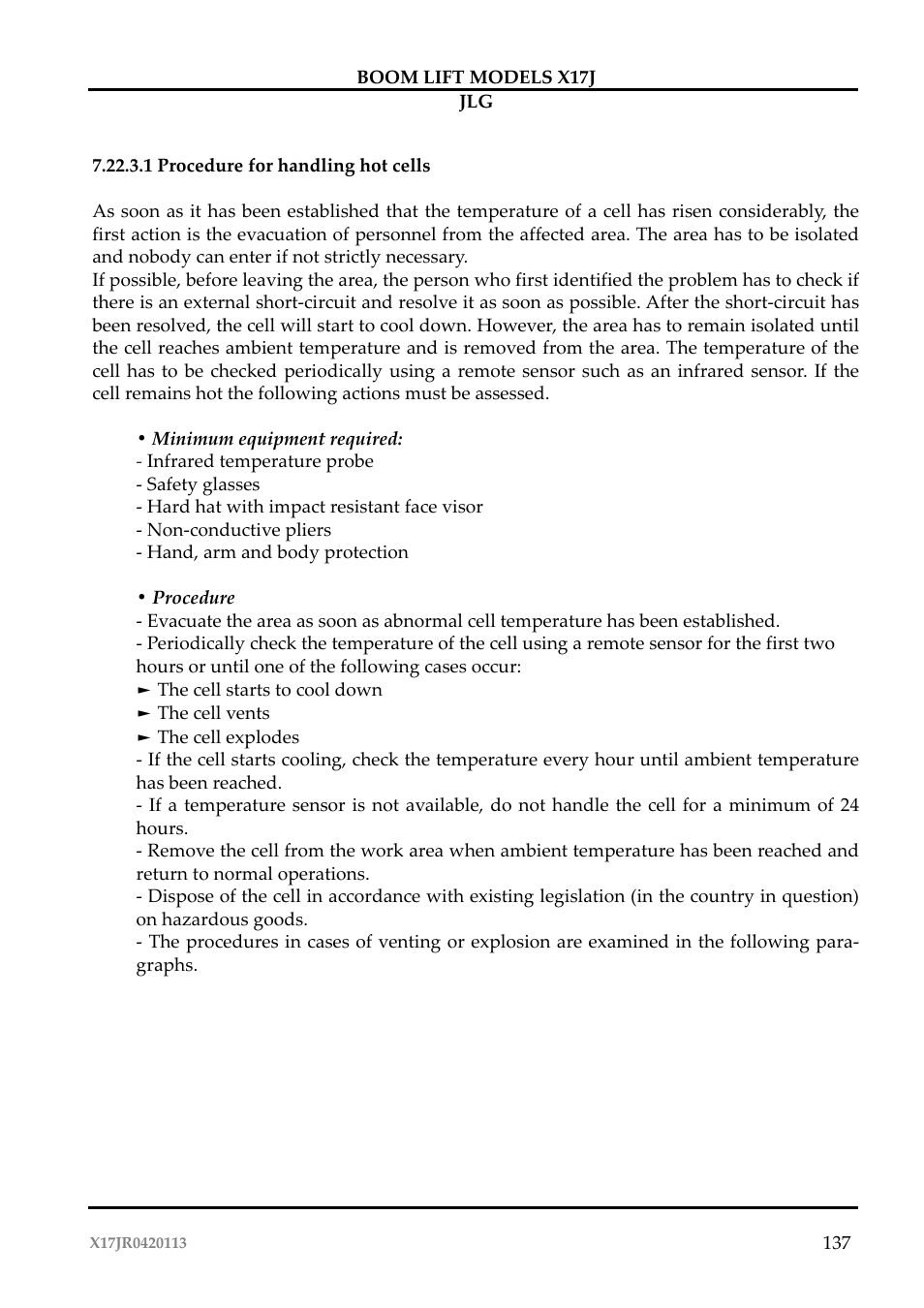 JLG X17J Operator Manual User Manual | Page 141 / 172