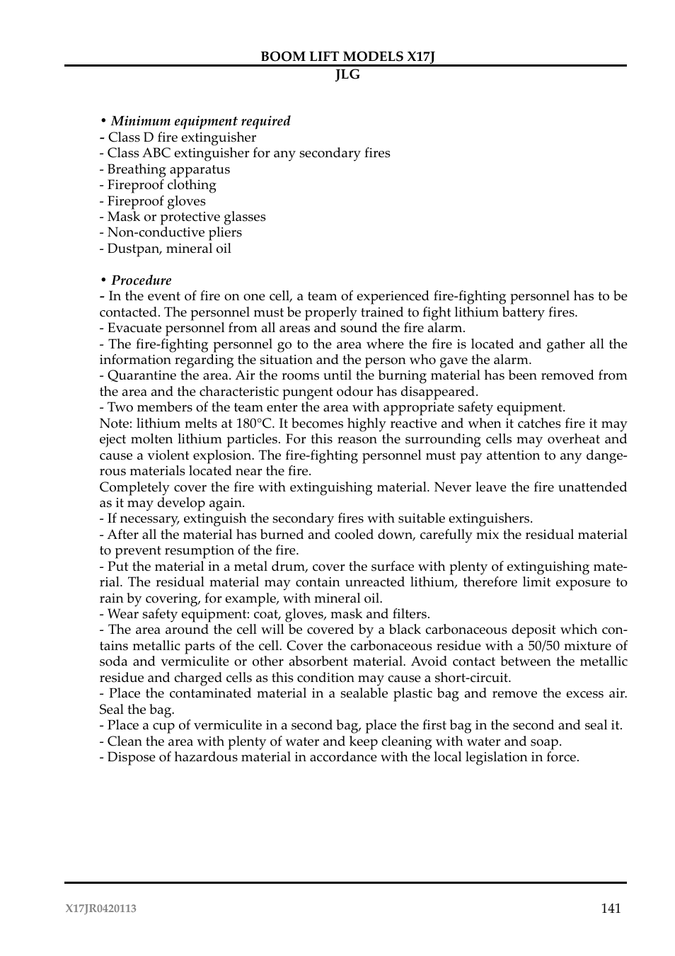 JLG X17J Operator Manual User Manual | Page 145 / 172