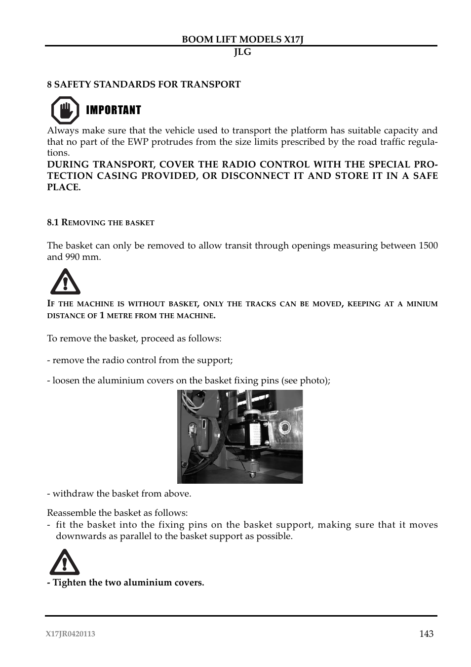 Importante important | JLG X17J Operator Manual User Manual | Page 147 / 172