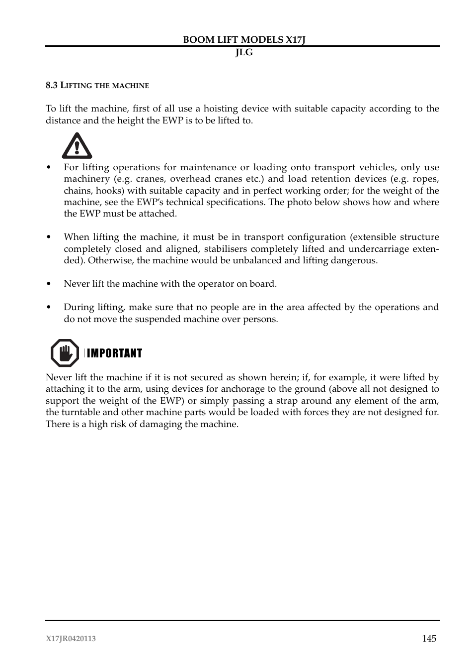 JLG X17J Operator Manual User Manual | Page 149 / 172