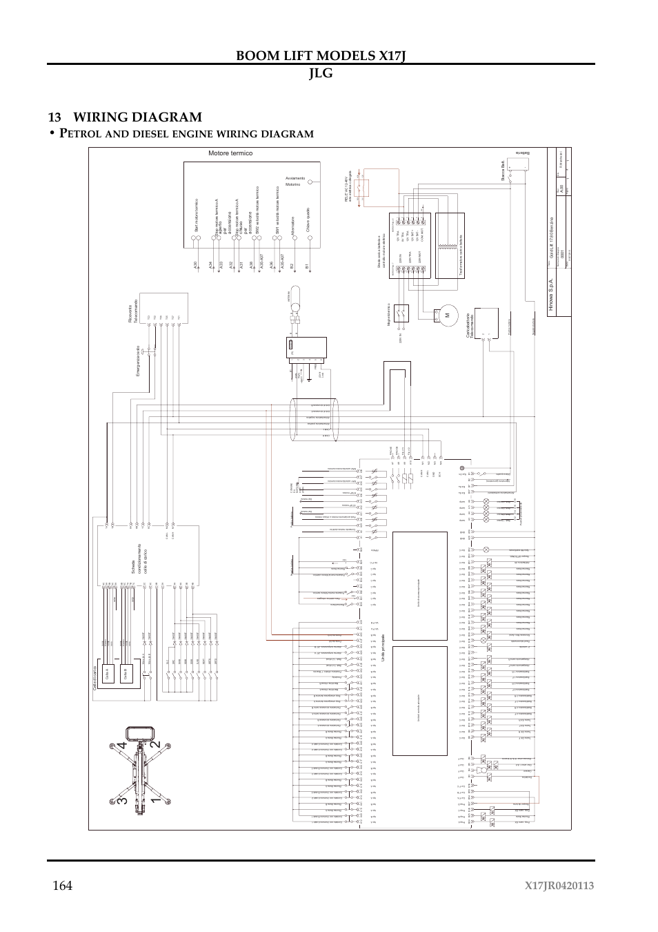 13 wiring diagram • p, Etrol and diesel engine wiring diagram, Motore termico | Hinowa s.p.a | JLG X17J Operator Manual User Manual | Page 168 / 172