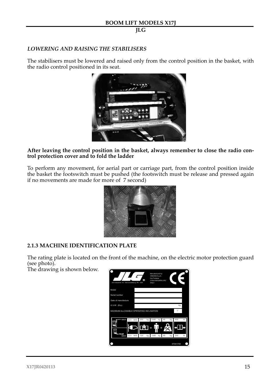 Boom lift models x17j jlg 15 | JLG X17J Operator Manual User Manual | Page 19 / 172