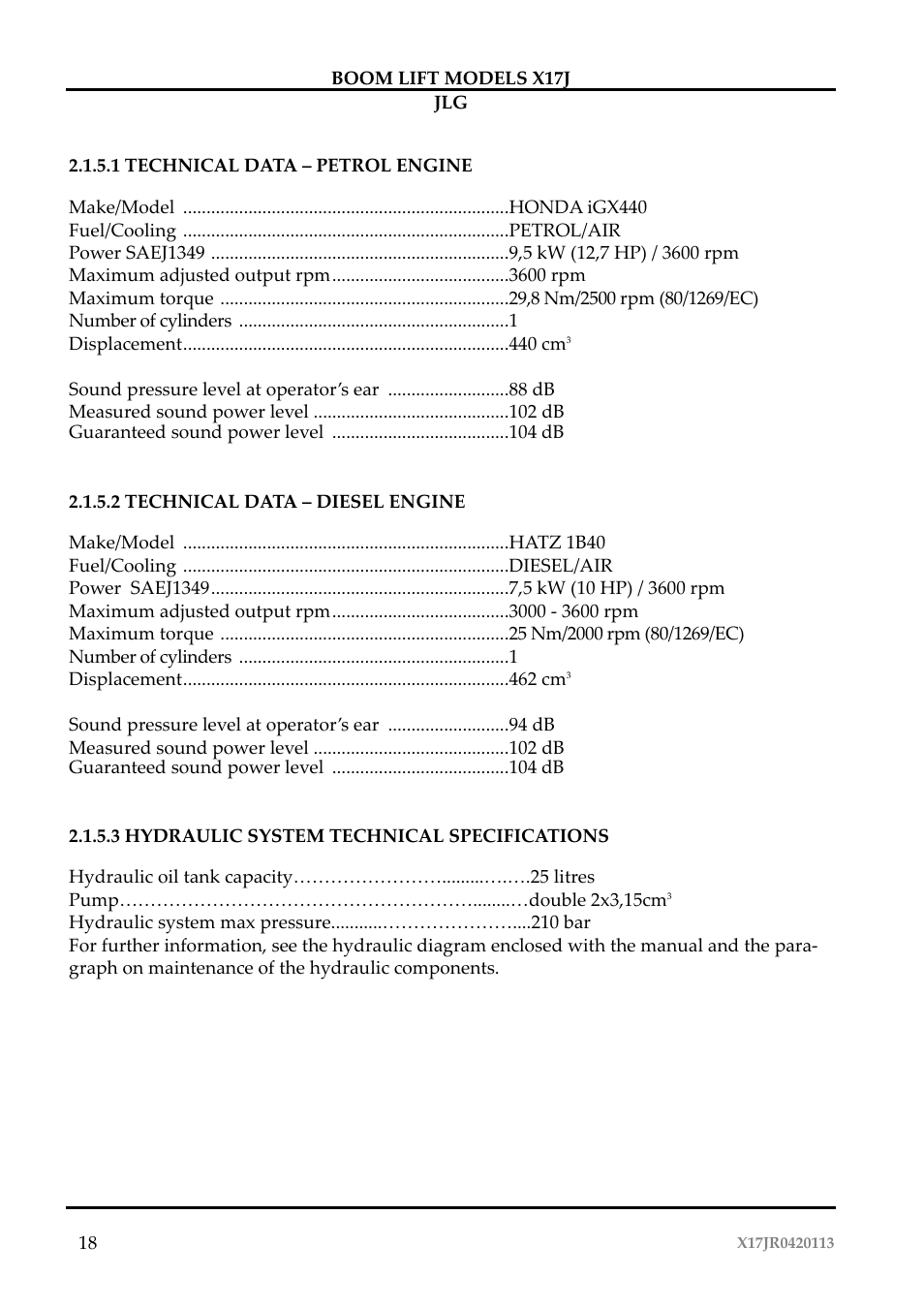 JLG X17J Operator Manual User Manual | Page 22 / 172