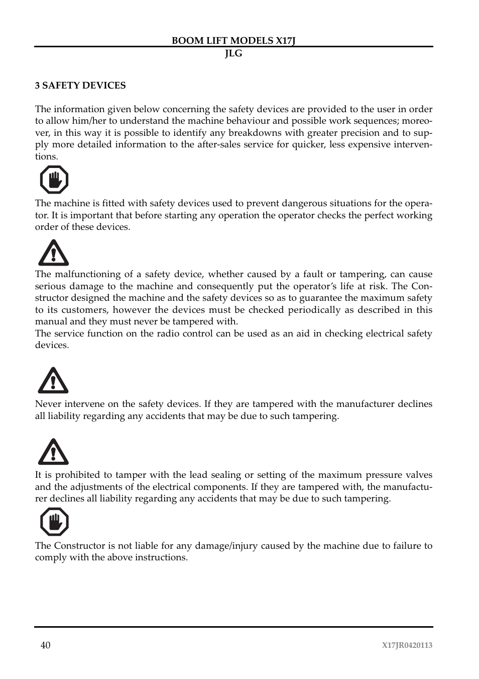 JLG X17J Operator Manual User Manual | Page 44 / 172
