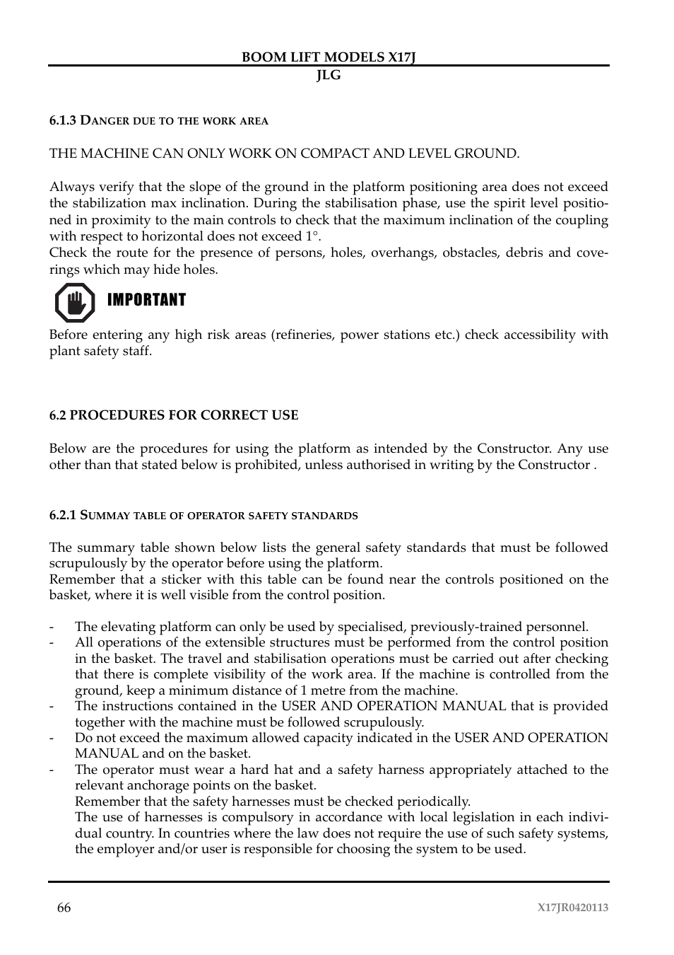 JLG X17J Operator Manual User Manual | Page 70 / 172