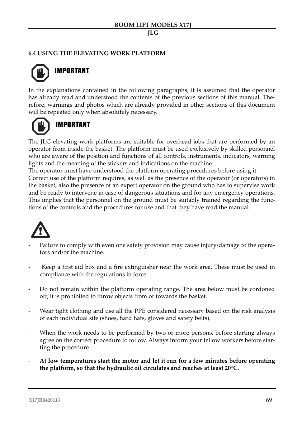 JLG X17J Operator Manual User Manual | Page 73 / 172