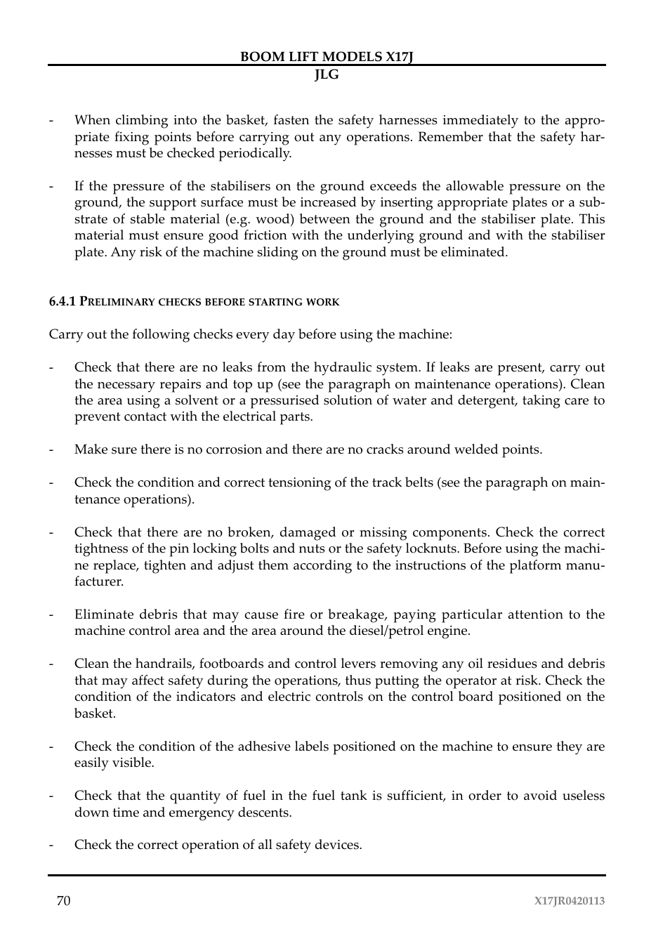 JLG X17J Operator Manual User Manual | Page 74 / 172