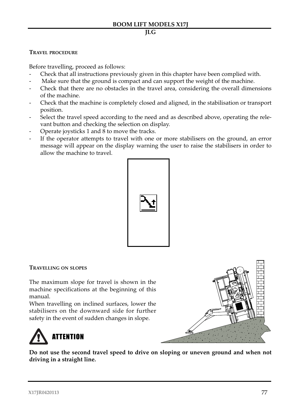 Attenzione attention | JLG X17J Operator Manual User Manual | Page 81 / 172