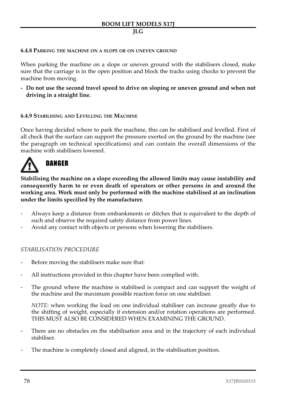 Pericolo danger | JLG X17J Operator Manual User Manual | Page 82 / 172