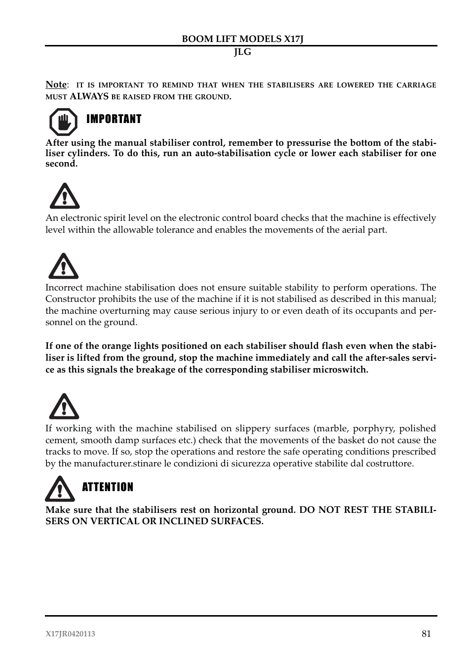 JLG X17J Operator Manual User Manual | Page 85 / 172