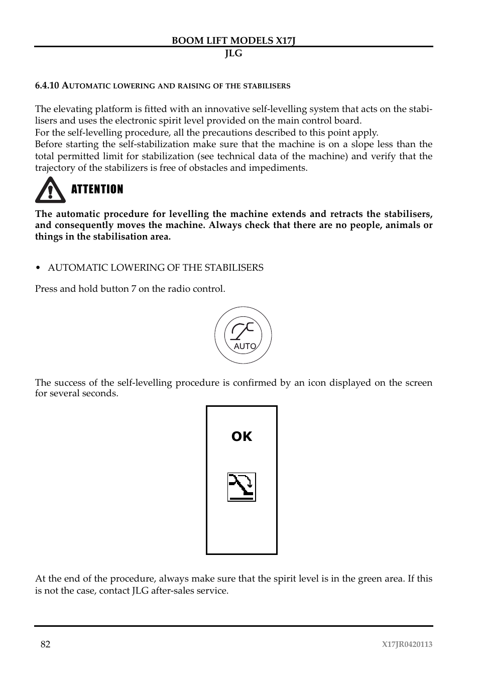 Attenzione, Attention | JLG X17J Operator Manual User Manual | Page 86 / 172