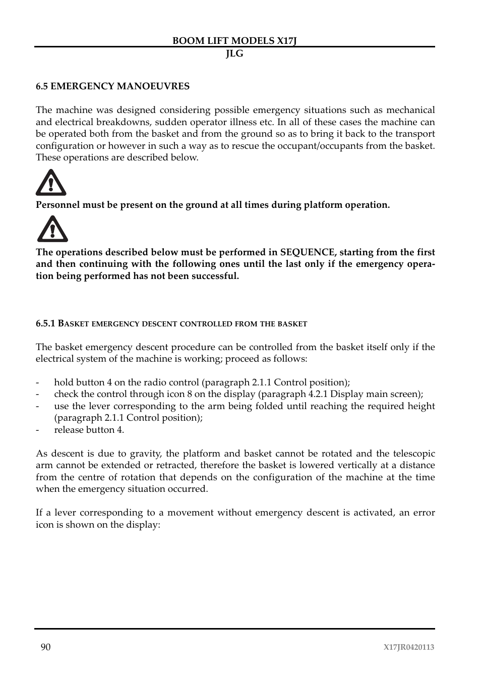 JLG X17J Operator Manual User Manual | Page 94 / 172