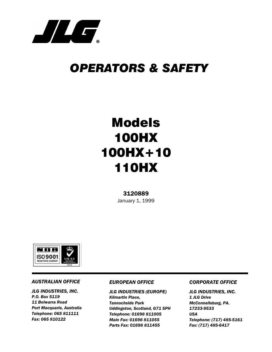 JLG 110HX Operator Manual User Manual | 80 pages