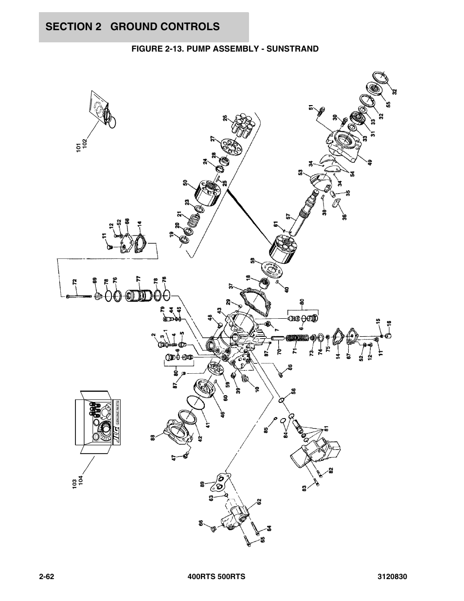 Figure 2-13. pump assembly - sunstrand | JLG 500RTS Parts Manual User Manual | Page 110 / 280