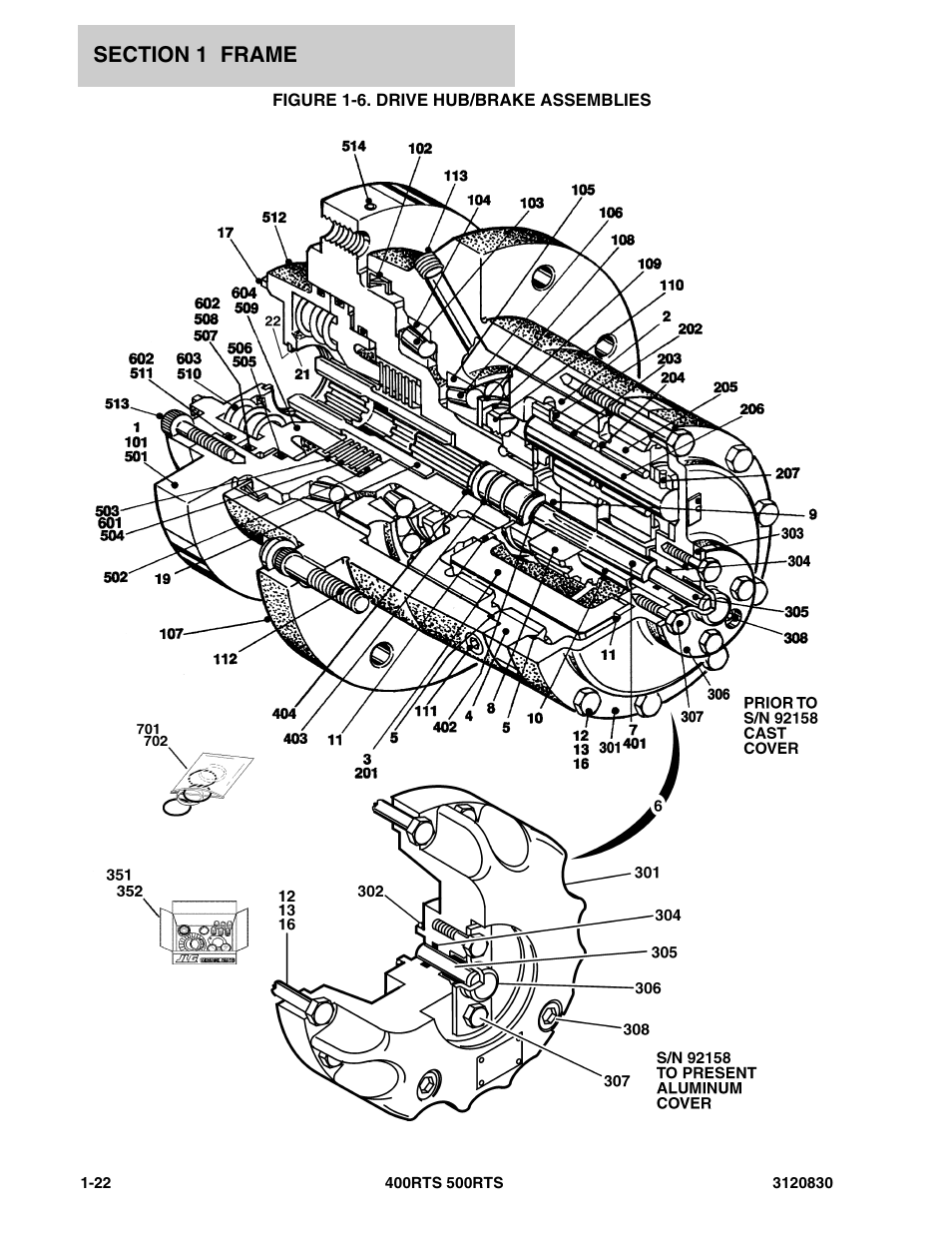 Figure 1-6. drive hub/brake assemblies | JLG 500RTS Parts Manual User Manual | Page 28 / 280