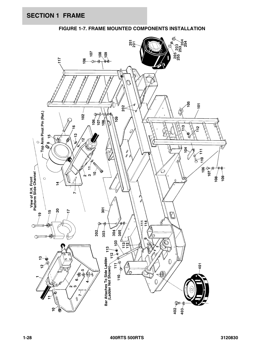 Figure 1-7. frame mounted components installation | JLG 500RTS Parts Manual User Manual | Page 34 / 280