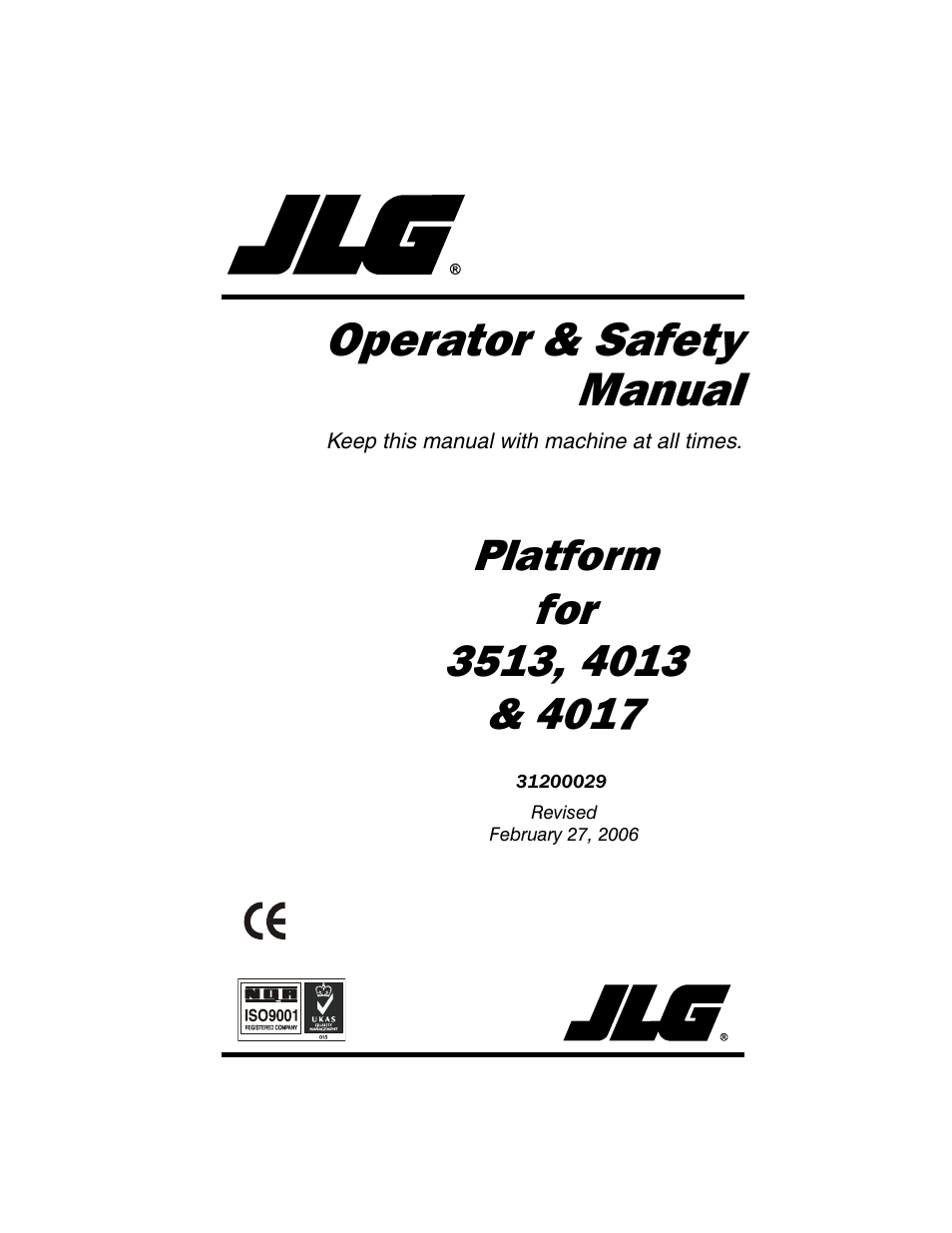 JLG 4017 Platform Operator Manual User Manual | 64 pages