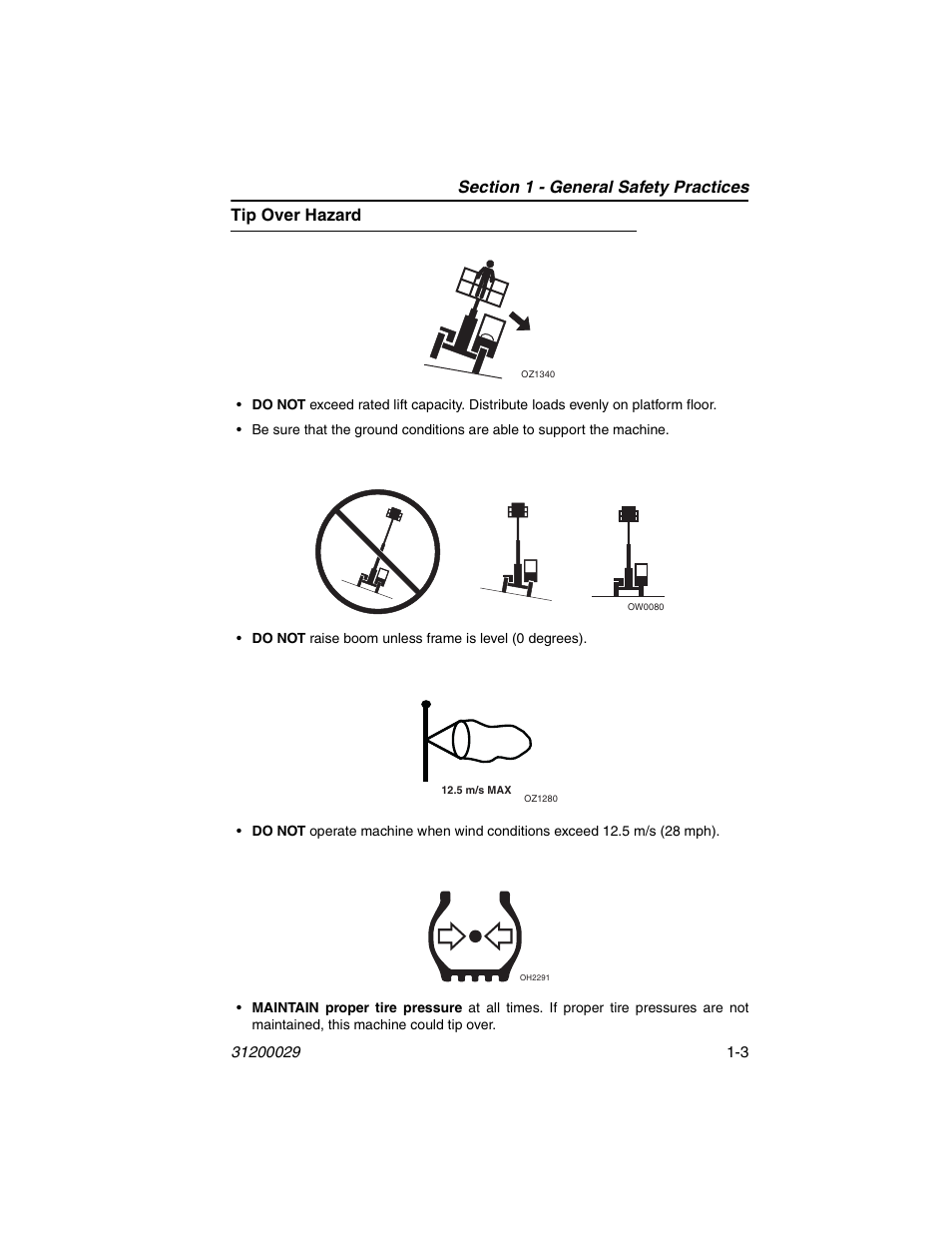 Tip over hazard, Tip over hazard -3 | JLG 4017 Platform Operator Manual User Manual | Page 11 / 64