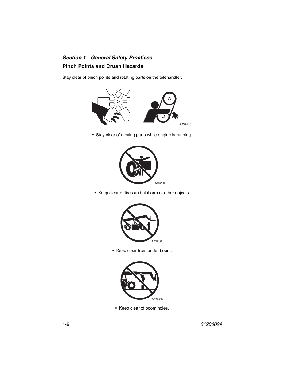 Pinch points and crush hazards, Pinch points and crush hazards -6 | JLG 4017 Platform Operator Manual User Manual | Page 14 / 64