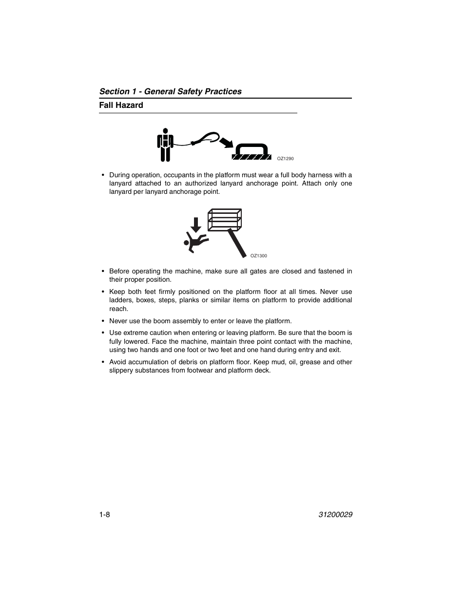 Fall hazard, Fall hazard -8 | JLG 4017 Platform Operator Manual User Manual | Page 16 / 64