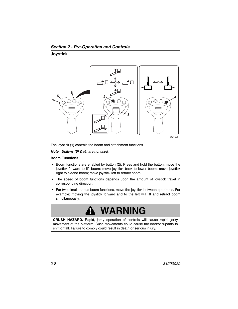 Joystick, Joystick -8, Warning | JLG 4017 Platform Operator Manual User Manual | Page 26 / 64