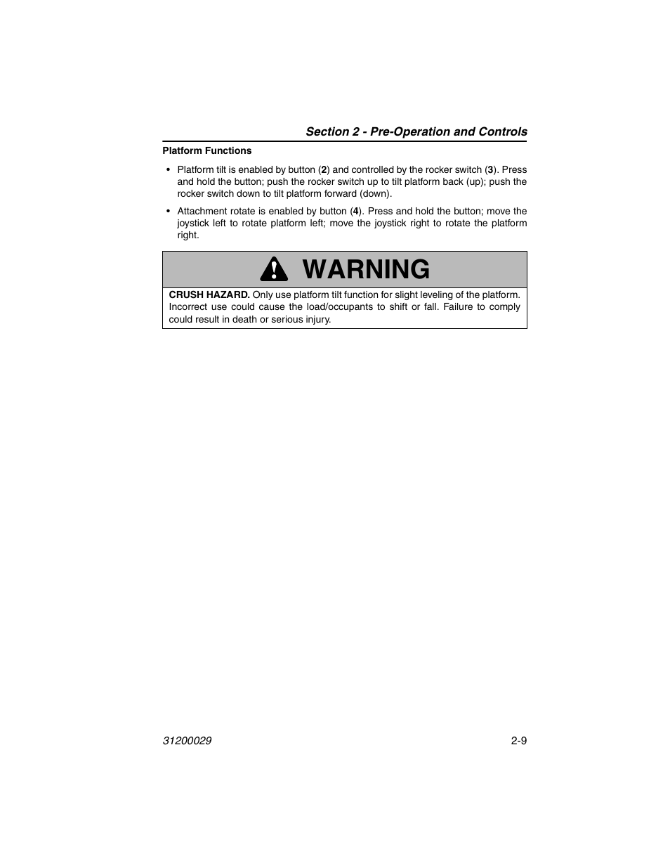 Warning | JLG 4017 Platform Operator Manual User Manual | Page 27 / 64