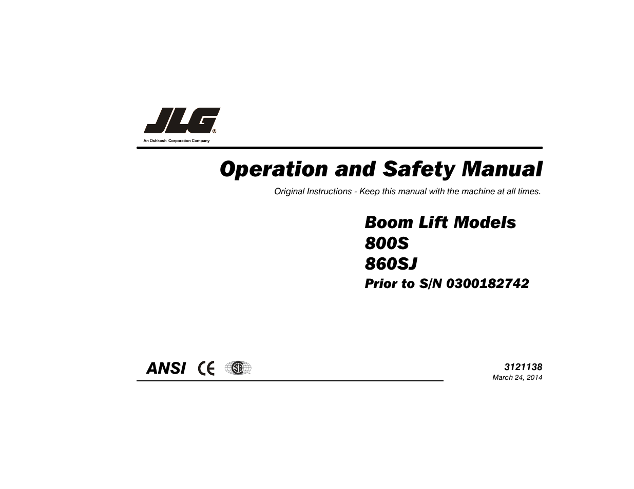 JLG 860SJ Operator Manual User Manual | 158 pages