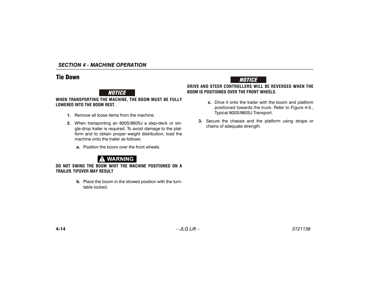 Tie down, Tie down -14 | JLG 860SJ Operator Manual User Manual | Page 72 / 158