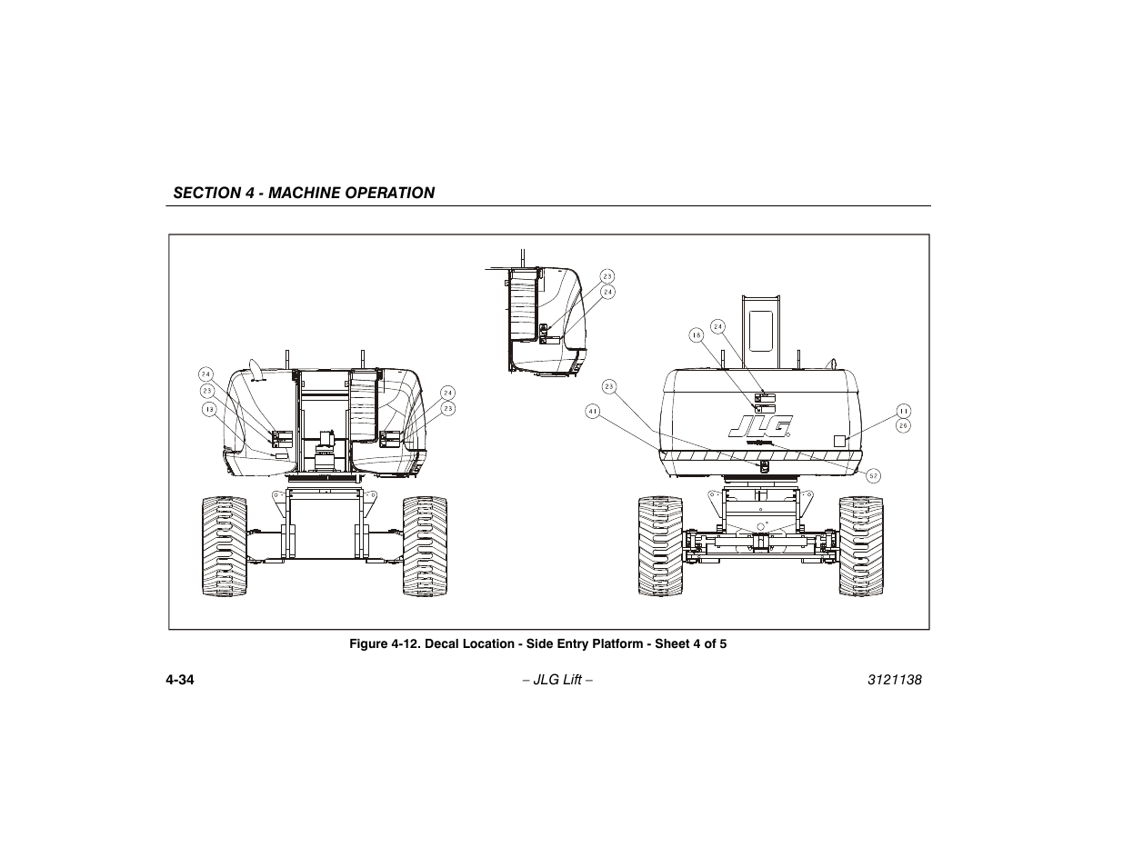12. decal location - side entry platform, Sheet 4 of 5 -34 | JLG 860SJ Operator Manual User Manual | Page 92 / 158