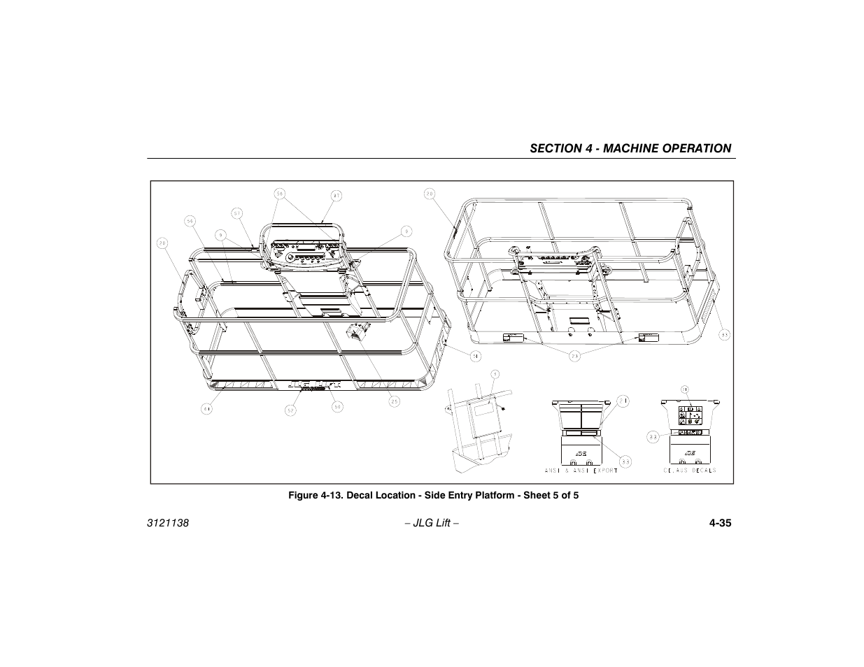 13. decal location - side entry platform, Sheet 5 of 5 -35 | JLG 860SJ Operator Manual User Manual | Page 93 / 158