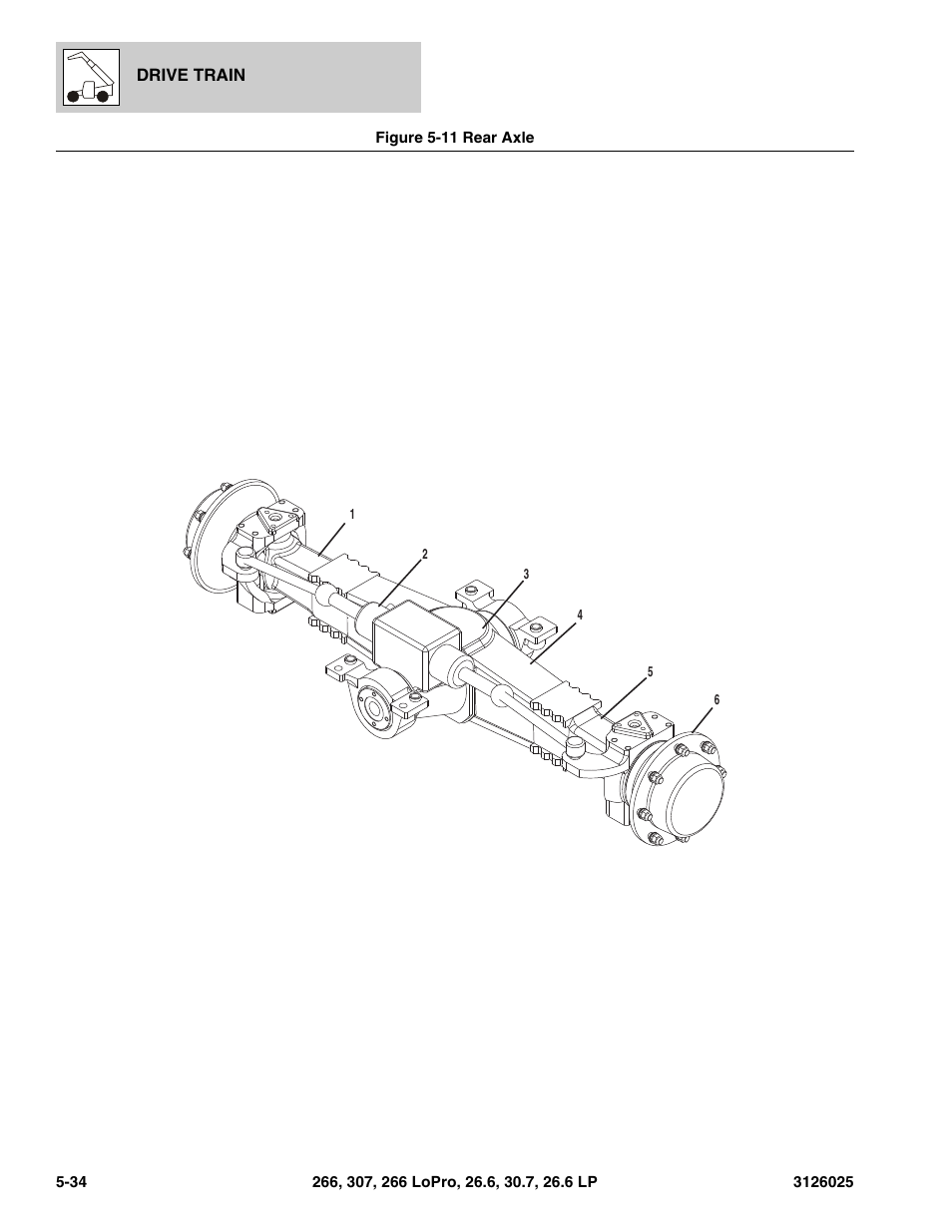 Figure 5-11 rear axle, Rear axle -34 | JLG 266 Parts Manual User Manual | Page 116 / 370