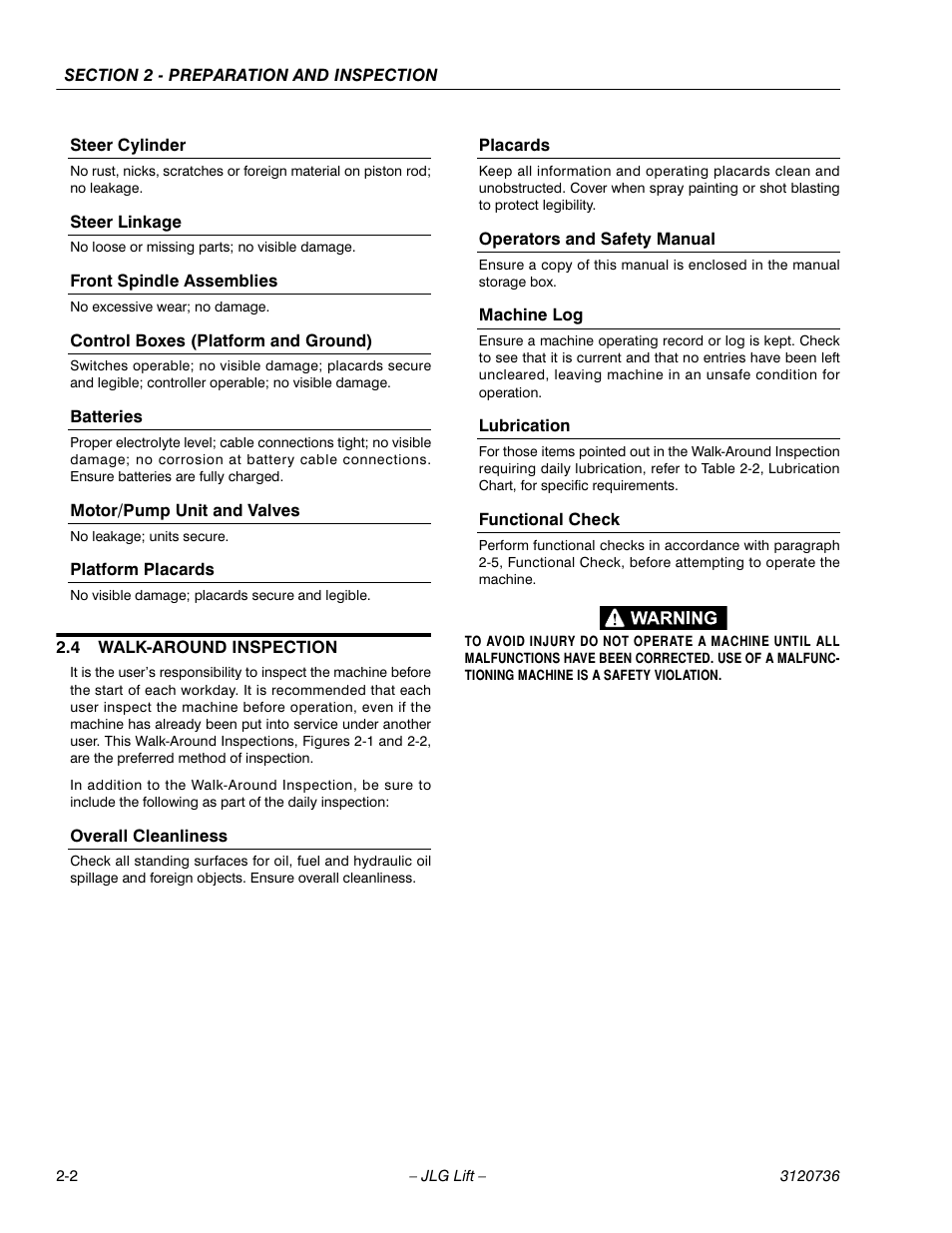 JLG 3246E2 ANSI Operator Manual User Manual | Page 16 / 66