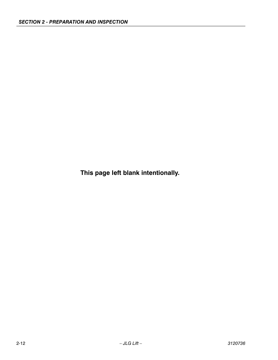 This page left blank intentionally | JLG 3246E2 ANSI Operator Manual User Manual | Page 26 / 66