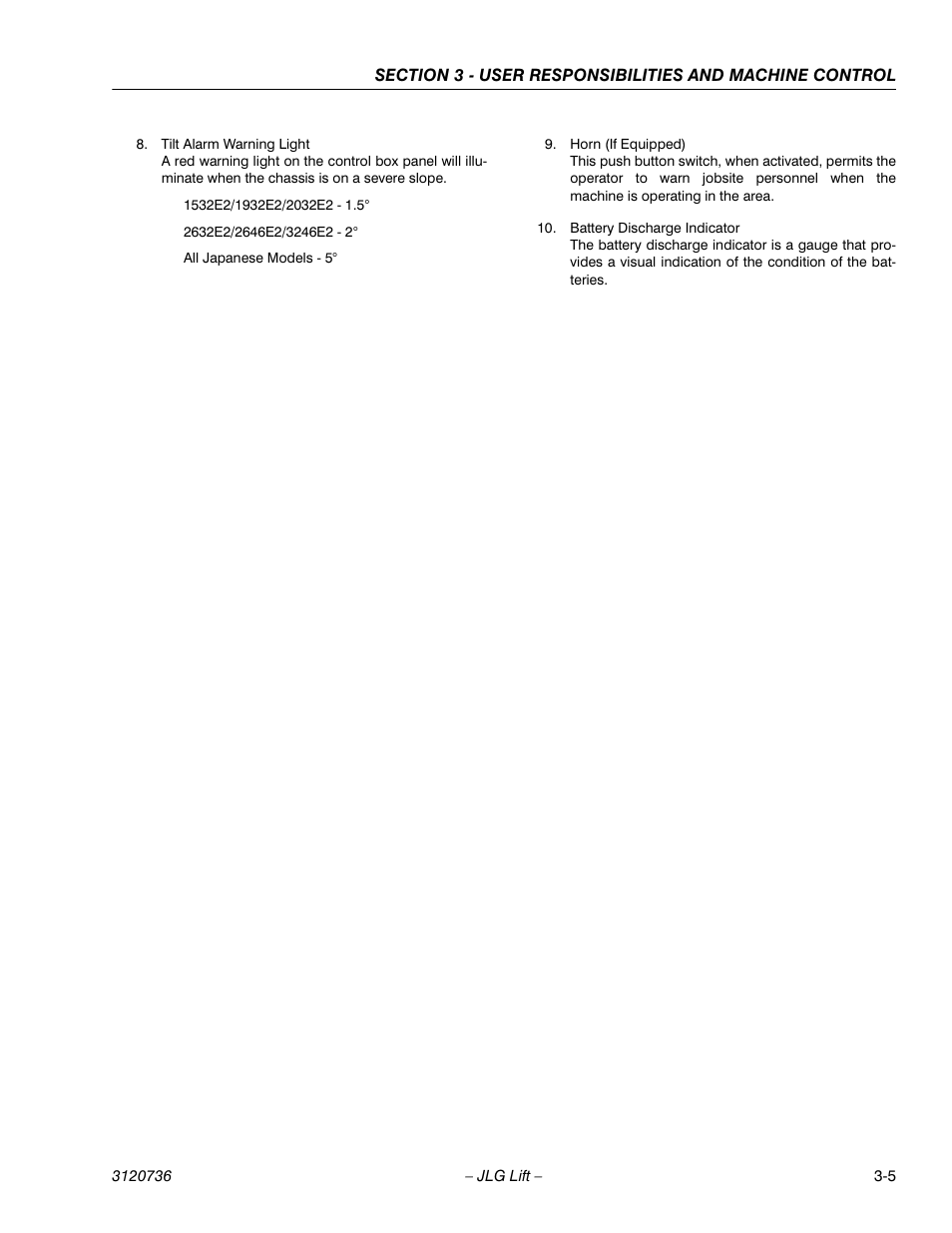JLG 3246E2 ANSI Operator Manual User Manual | Page 31 / 66