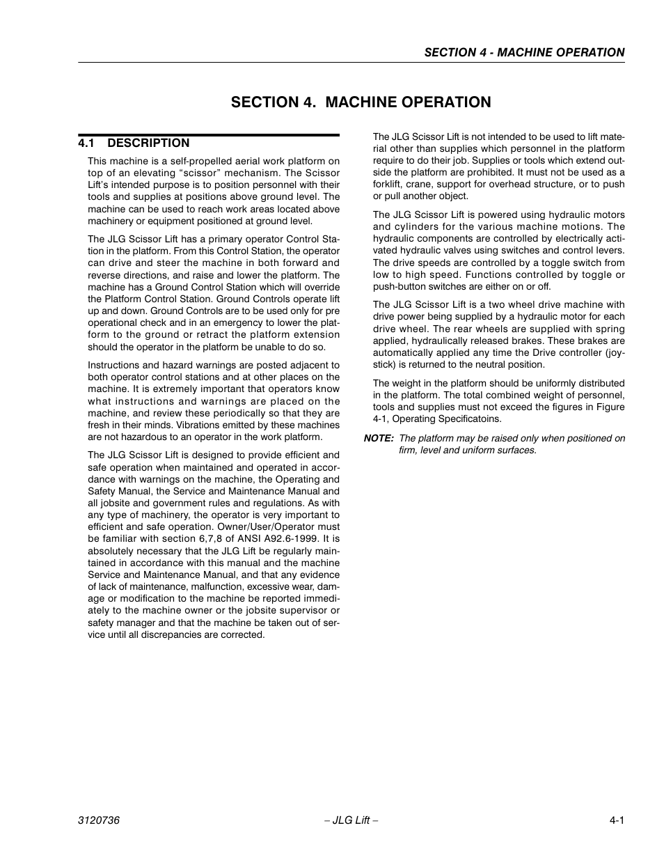 JLG 3246E2 ANSI Operator Manual User Manual | Page 51 / 66