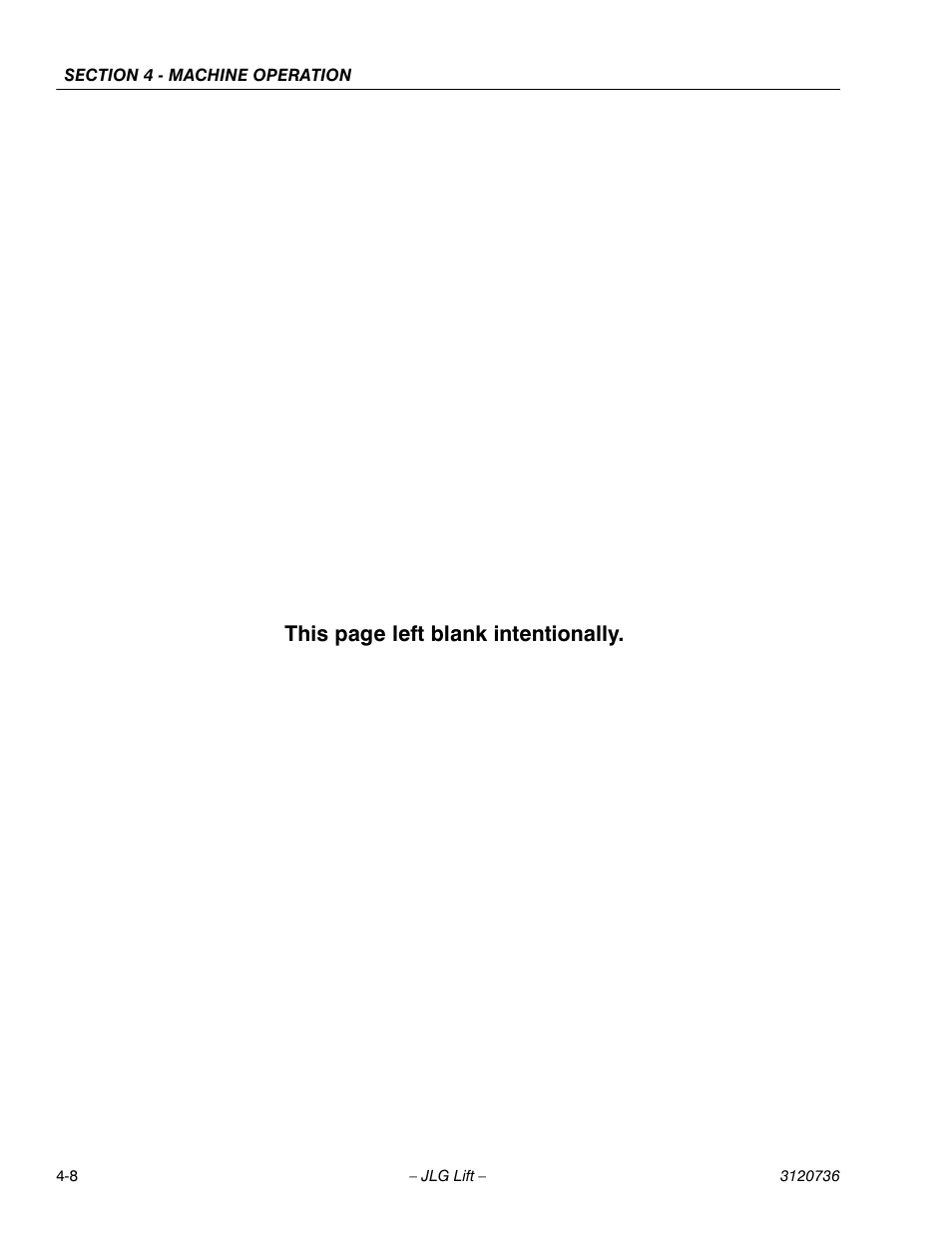 This page left blank intentionally | JLG 3246E2 ANSI Operator Manual User Manual | Page 58 / 66