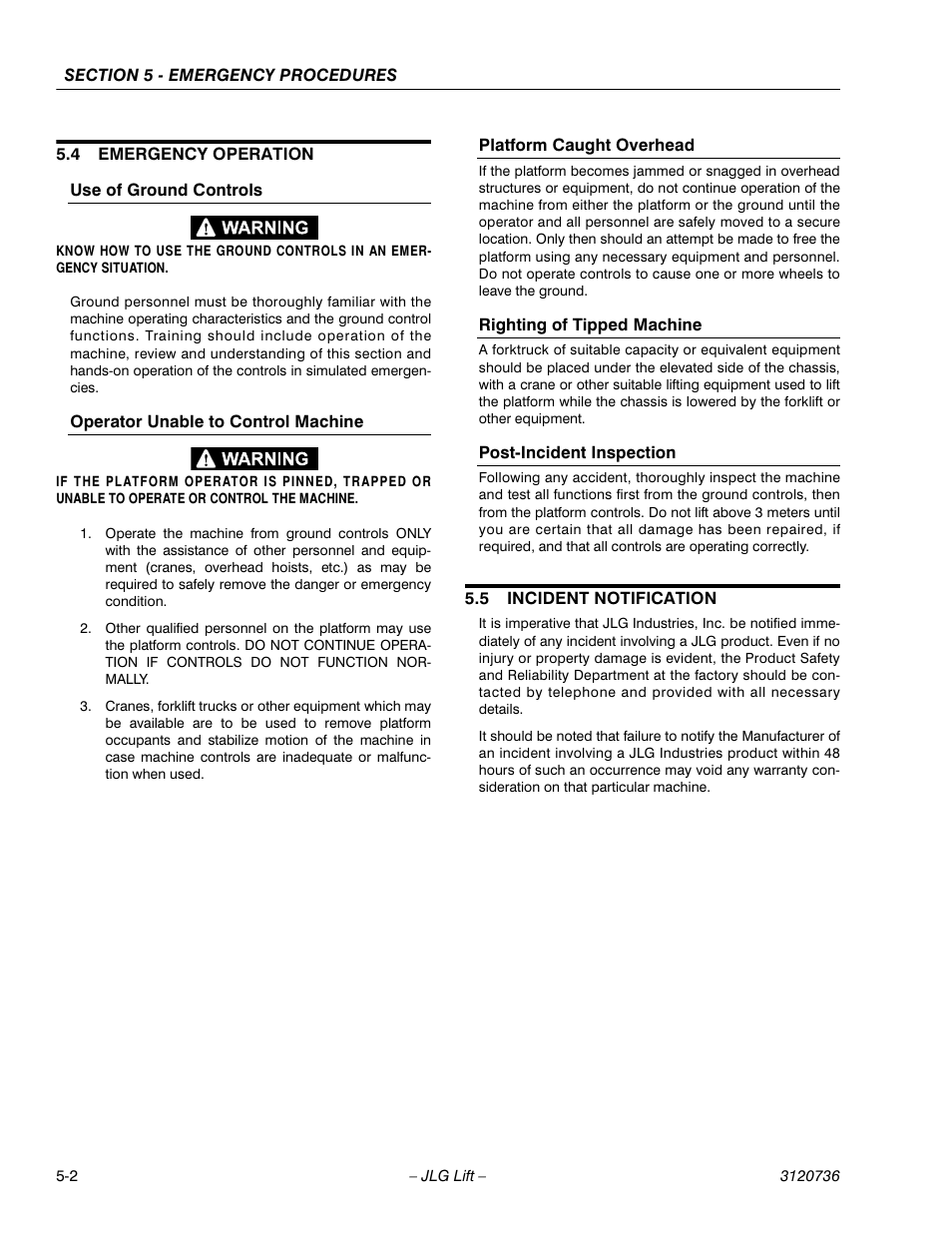 JLG 3246E2 ANSI Operator Manual User Manual | Page 60 / 66