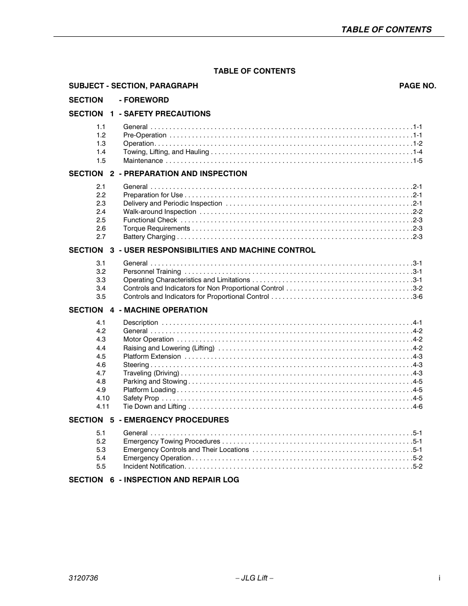 JLG 3246E2 ANSI Operator Manual User Manual | Page 7 / 66