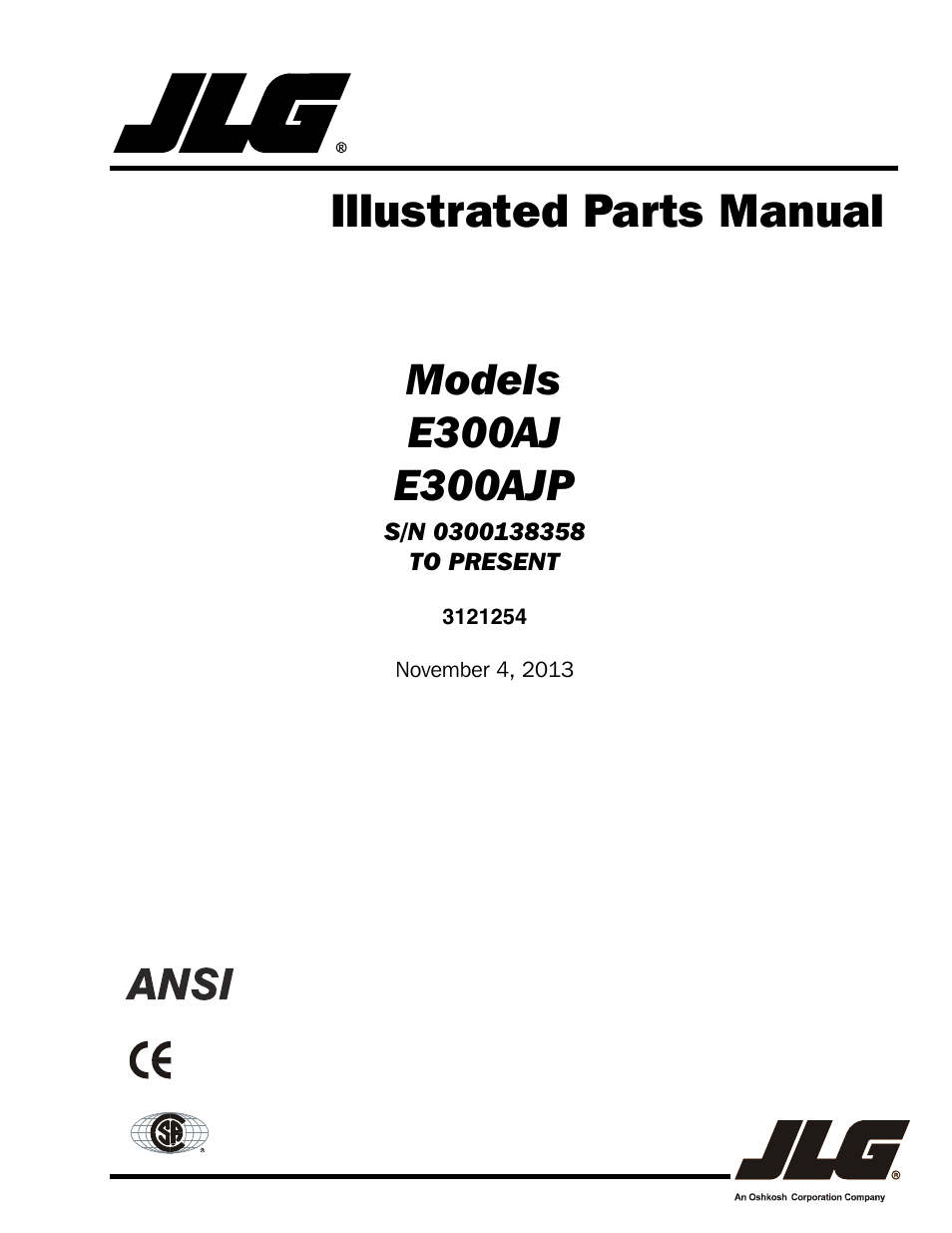 JLG E300 Parts Manual User Manual | 162 pages