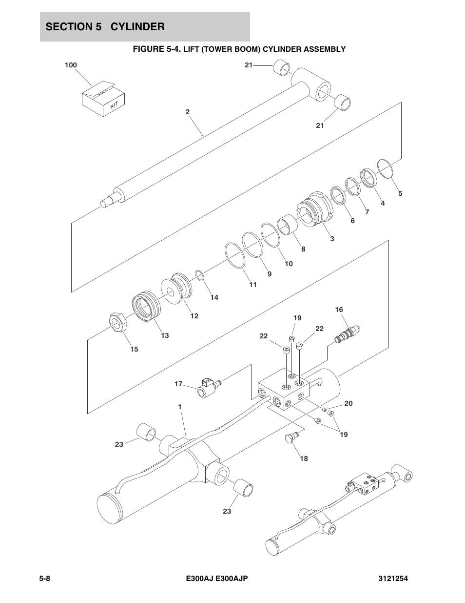 Figure 5-4. lift (tower boom) cylinder assembly | JLG E300 Parts Manual User Manual | Page 100 / 162