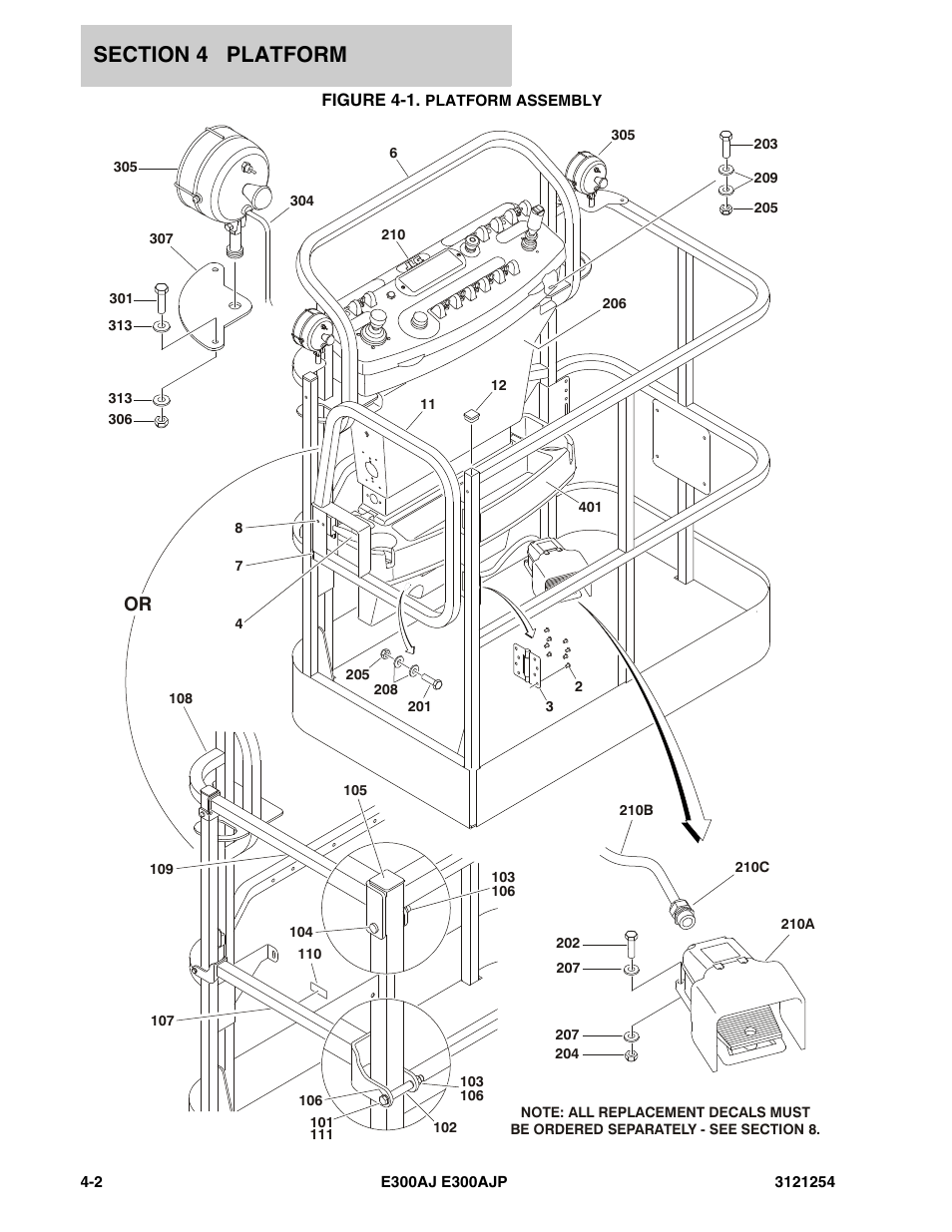 Figure 4-1. platform assembly | JLG E300 Parts Manual User Manual | Page 78 / 162
