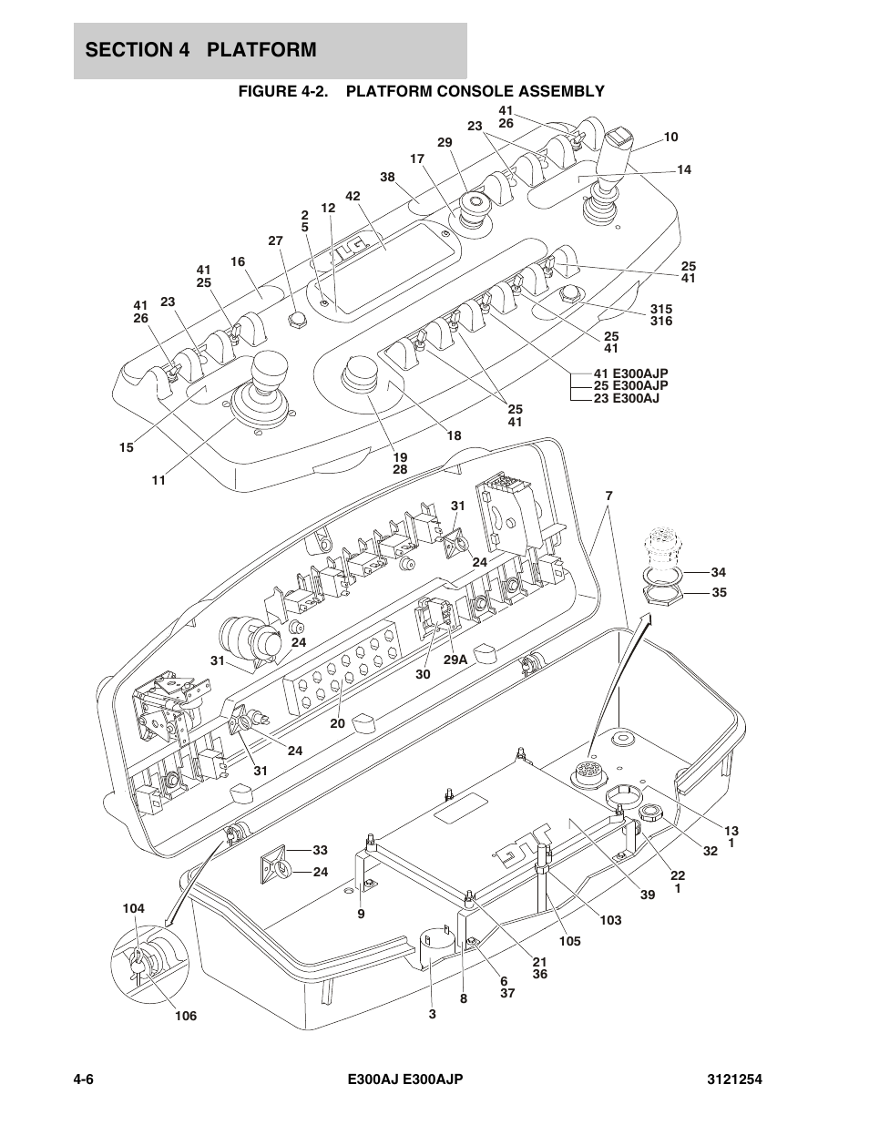 Figure 4-2. platform console assembly | JLG E300 Parts Manual User Manual | Page 82 / 162