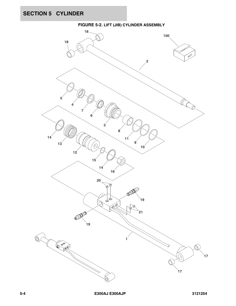 Figure 5-2. lift (jib) cylinder assembly | JLG E300 Parts Manual User Manual | Page 96 / 162