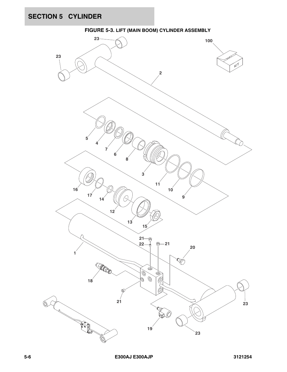 Figure 5-3. lift (main boom) cylinder assembly | JLG E300 Parts Manual User Manual | Page 98 / 162