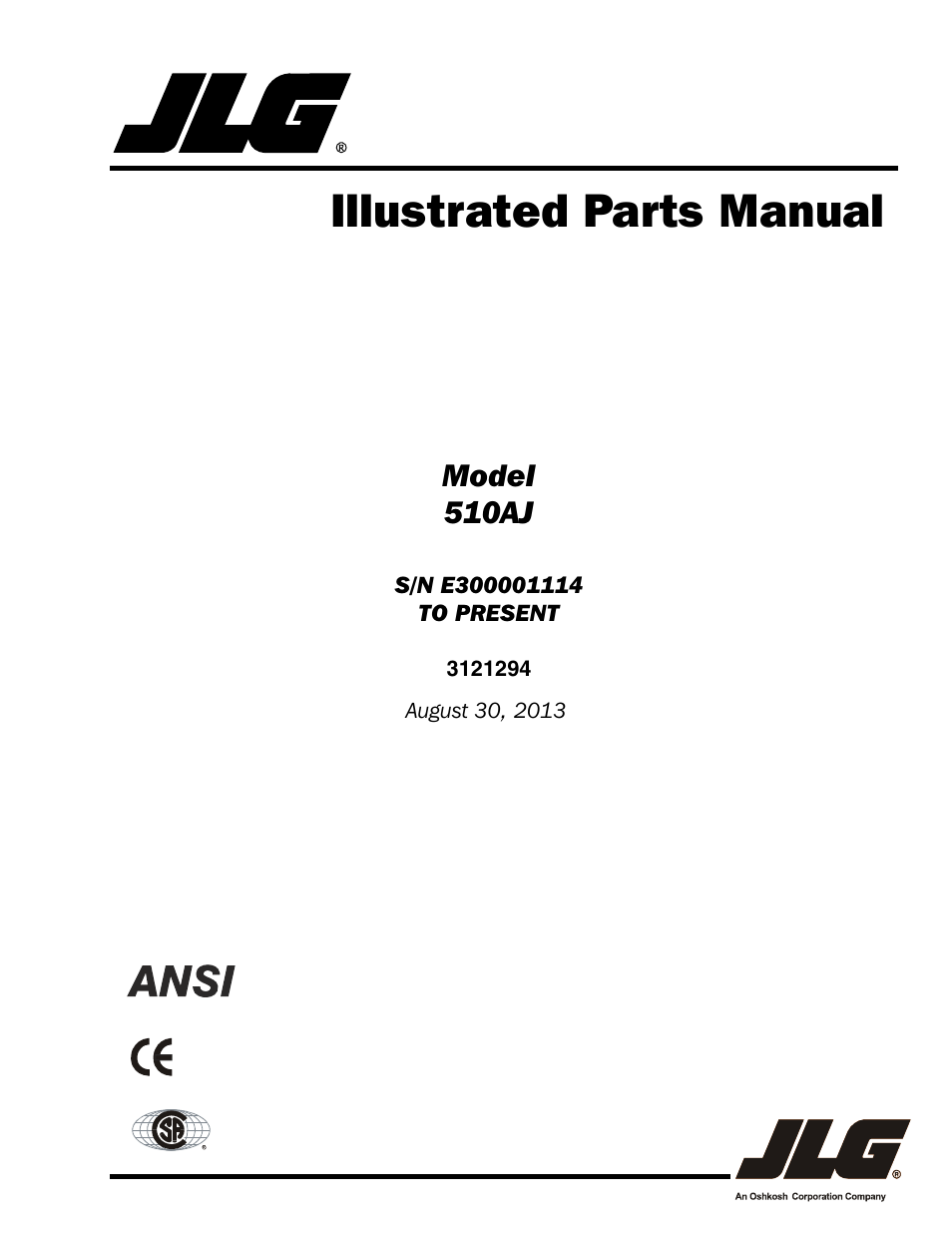 JLG 510AJ Parts Manual User Manual | 184 pages