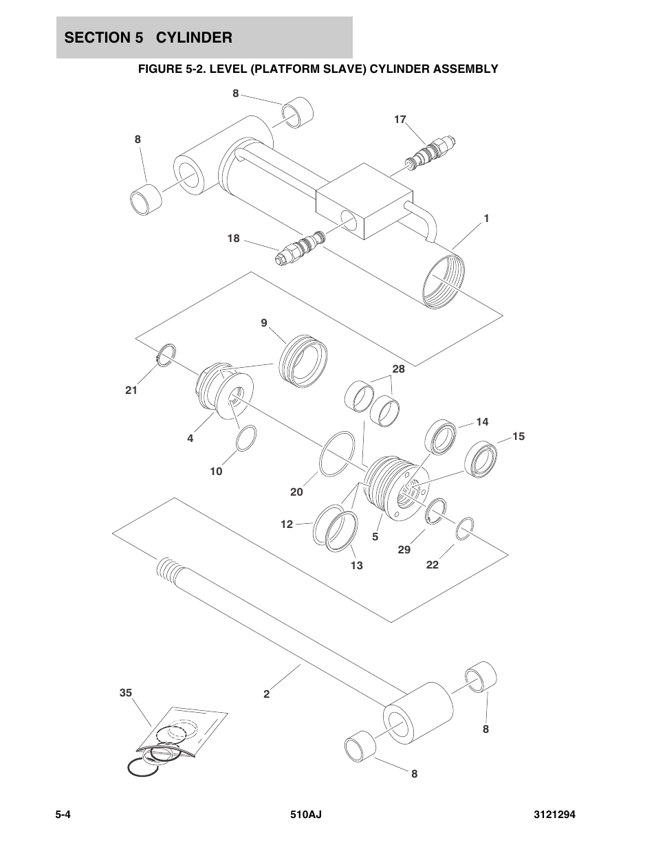 Level (platform slave) cylinder assembly -4 | JLG 510AJ Parts Manual User Manual | Page 112 / 184