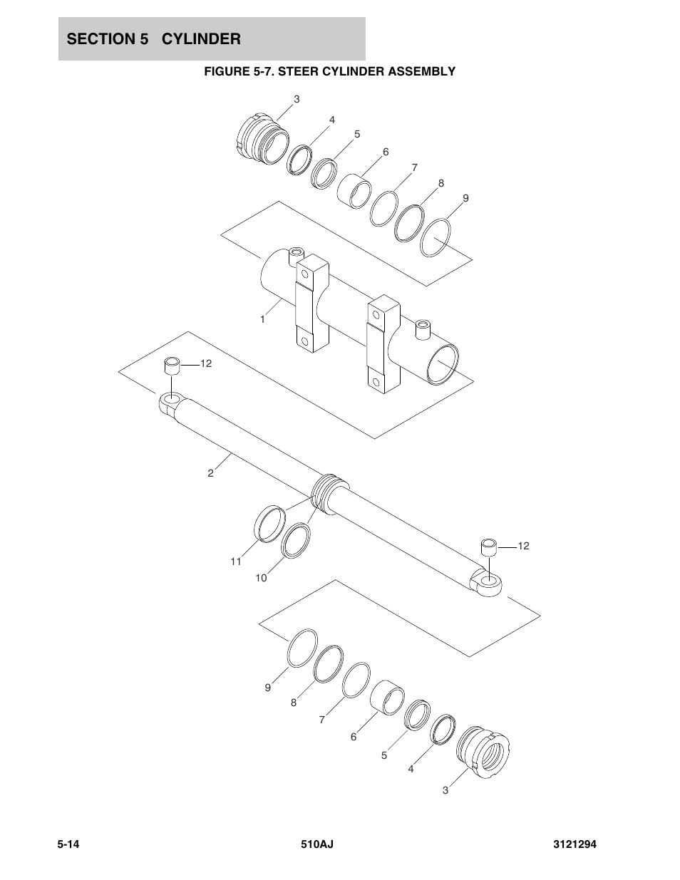 Figure 5-7. steer cylinder assembly | JLG 510AJ Parts Manual User Manual | Page 122 / 184